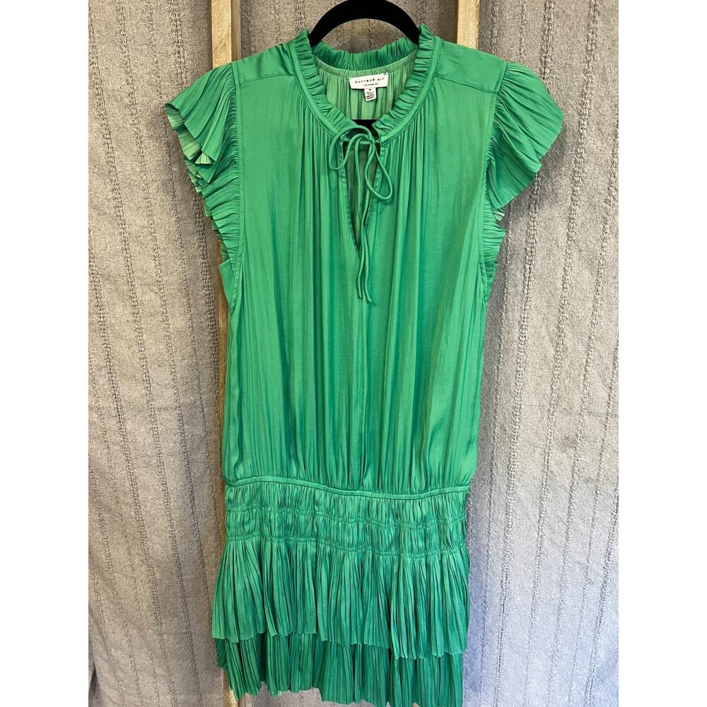 Current Air Los Angeles Green Pleated Mini Dress Womens Medium Ruffle Boho